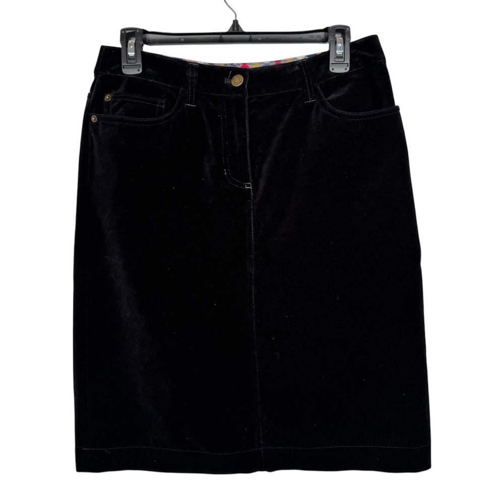 Boden Black Velvet Pencil Skirt